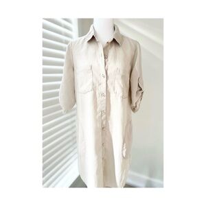 Anthropologie Women's Beige Button Down Shirt Dress